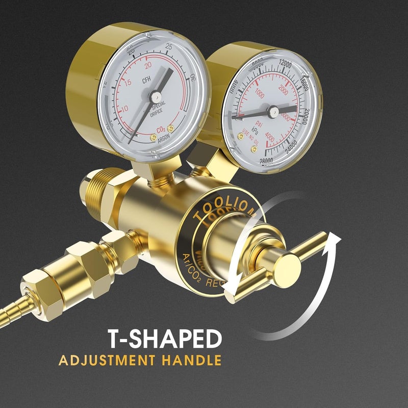 TOOLIOM Argon CO2 Regulator, Welding Gas Regulator for MIG and TIG, 0-4000 PSI Input Pressure,CGA580 Inlet Connection - Image 4